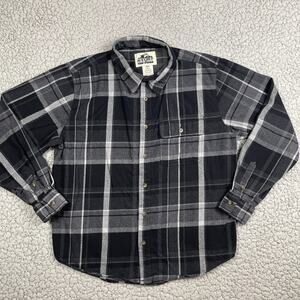 Old Mill Flannel Shirt Mens XL Black Plaid Long Sleeve Pocket